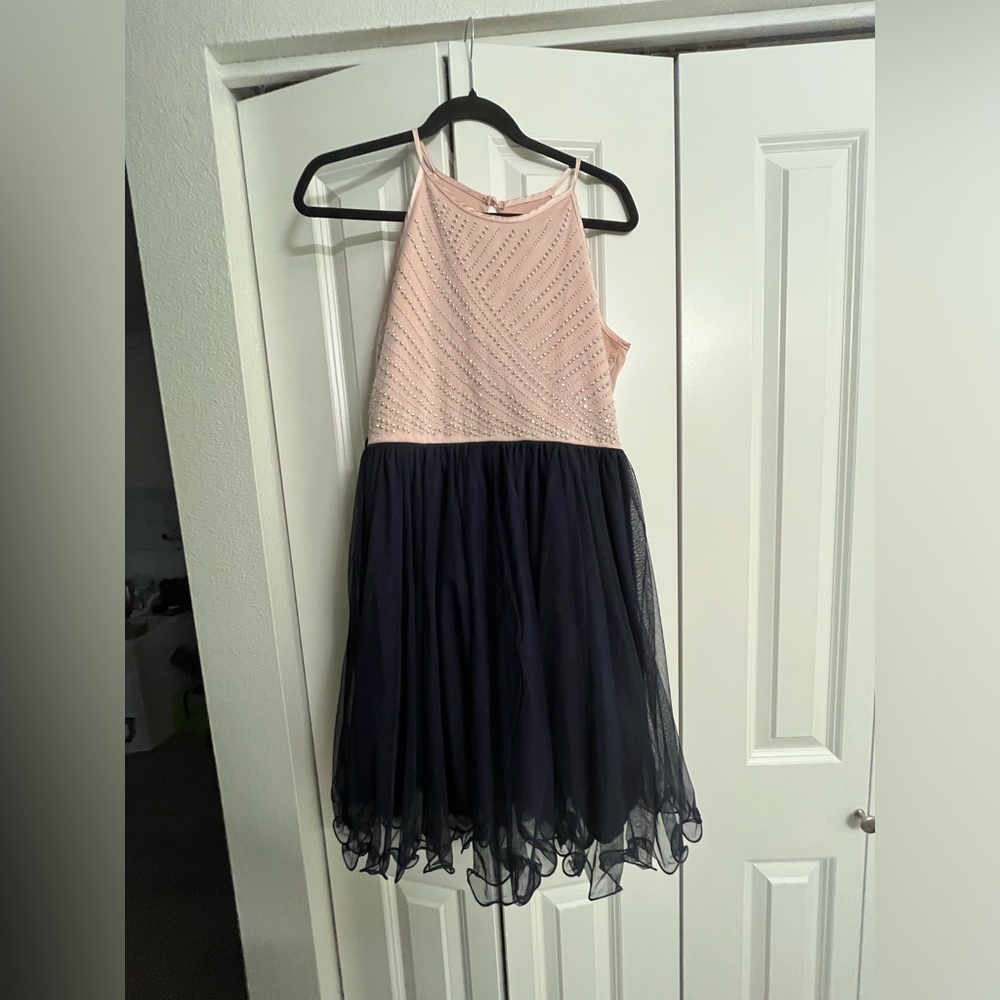 Elegant Pink and Navy Kids Dress